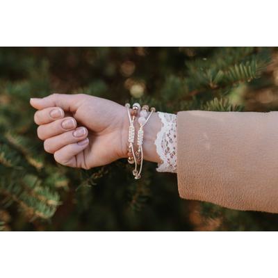 Rose gold rózsakvarc-napkő ásványkarkötő