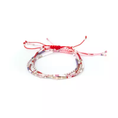 Rózsakvarc piros mini gyöngy karkötő karszalaggal