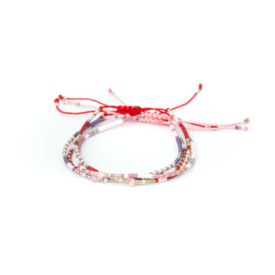 Rózsakvarc lila mini gyöngy karkötő karszalaggal