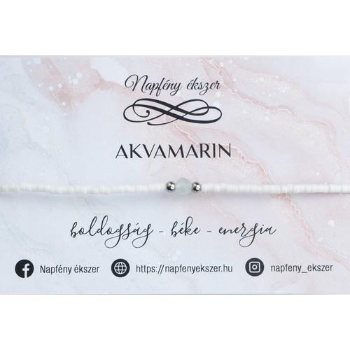 Akvamarin fehér mini gyöngy karkötő 
