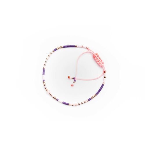 Rózsakvarc lila mini gyöngy karkötő karszalaggal
