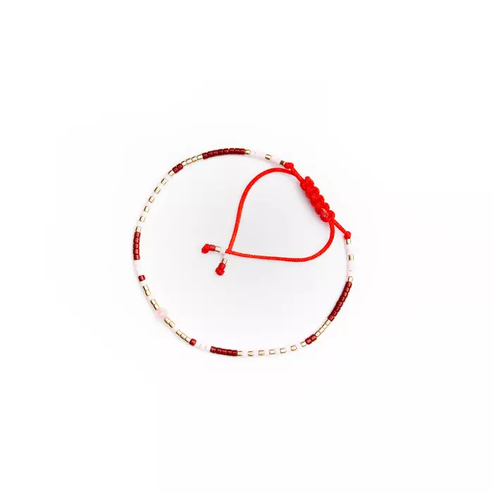 Rózsakvarc piros mini gyöngy karkötő karszalaggal