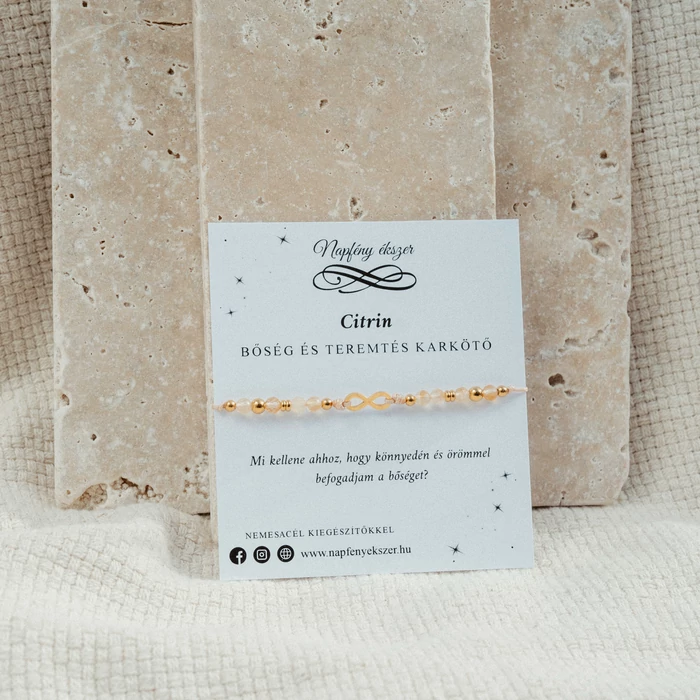 Citrin bőség és teremtés zsinórkarkötő
