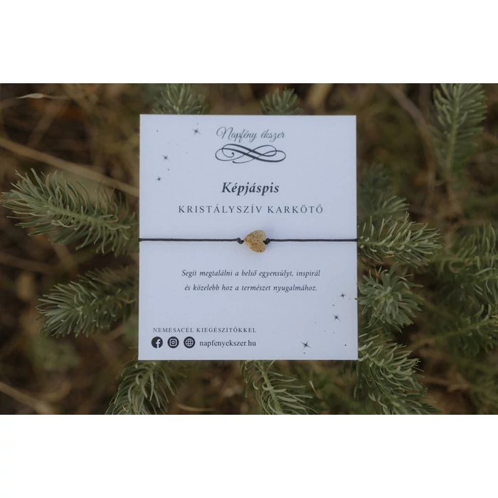 Képjáspis kristályszív karkötő